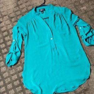 IZ BYER Green Button Blouse Size XS